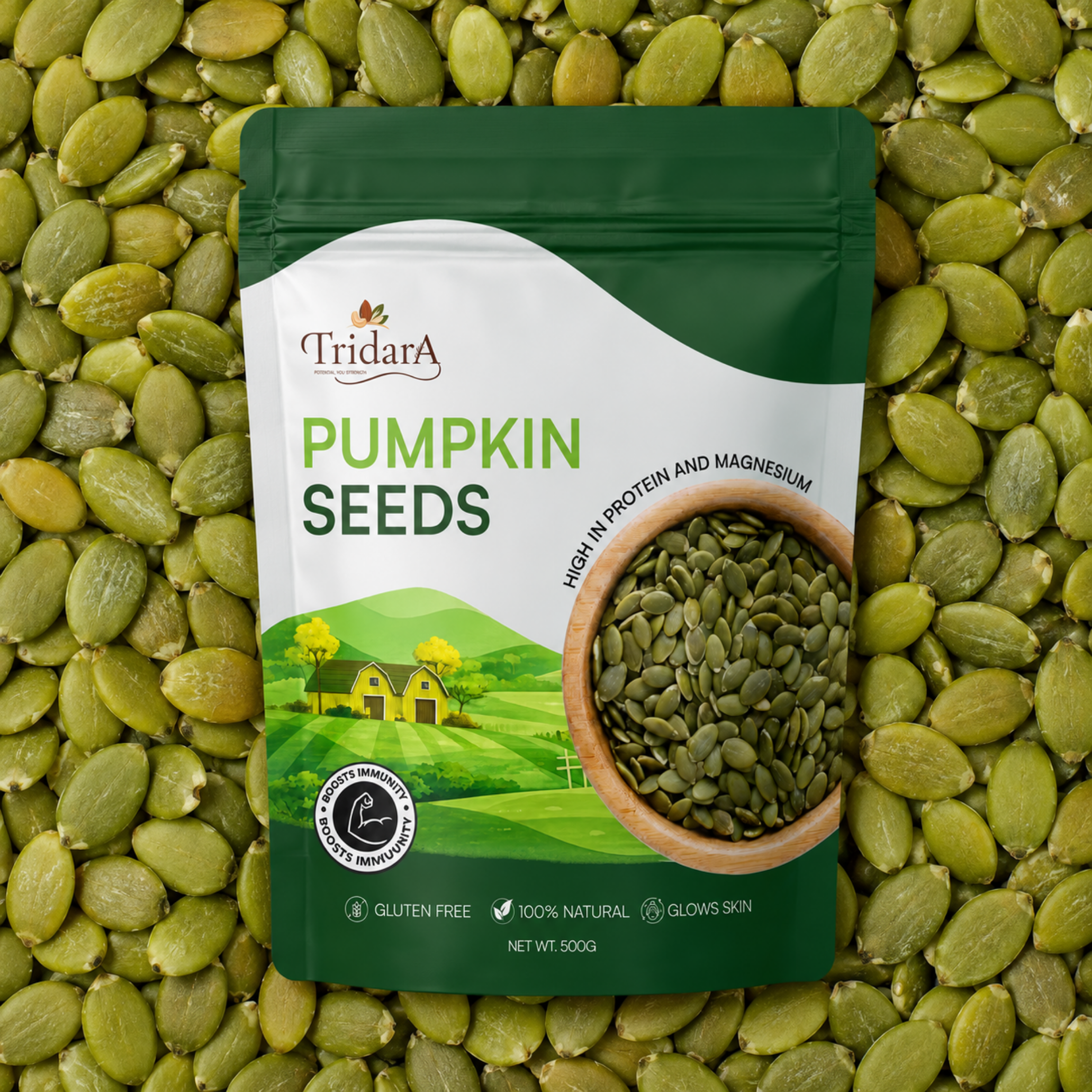 Tridara Premium Raw Pumpkin Seeds | Natural Green Pumpkin Seeds