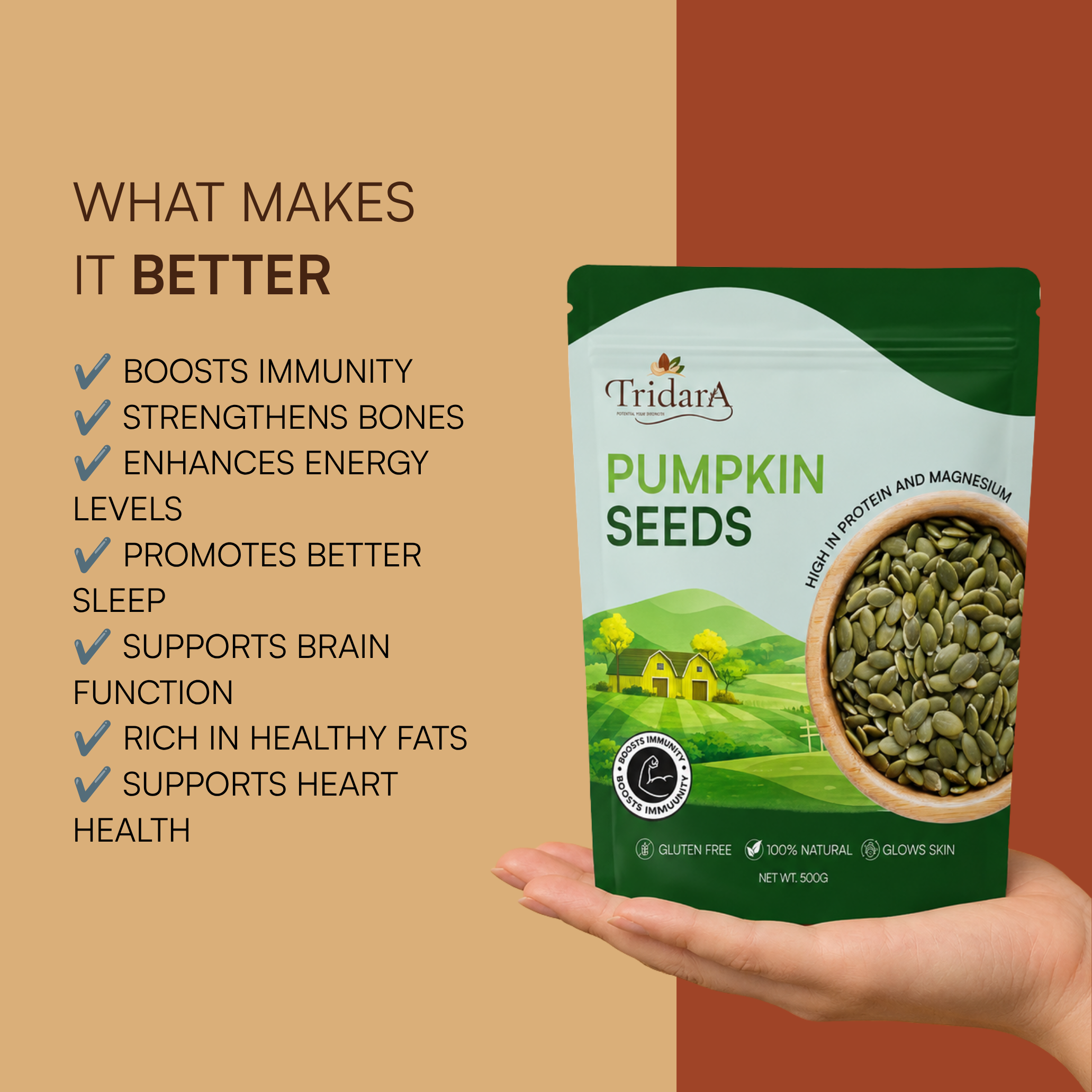 Tridara Premium Raw Pumpkin Seeds | Natural Green Pumpkin Seeds