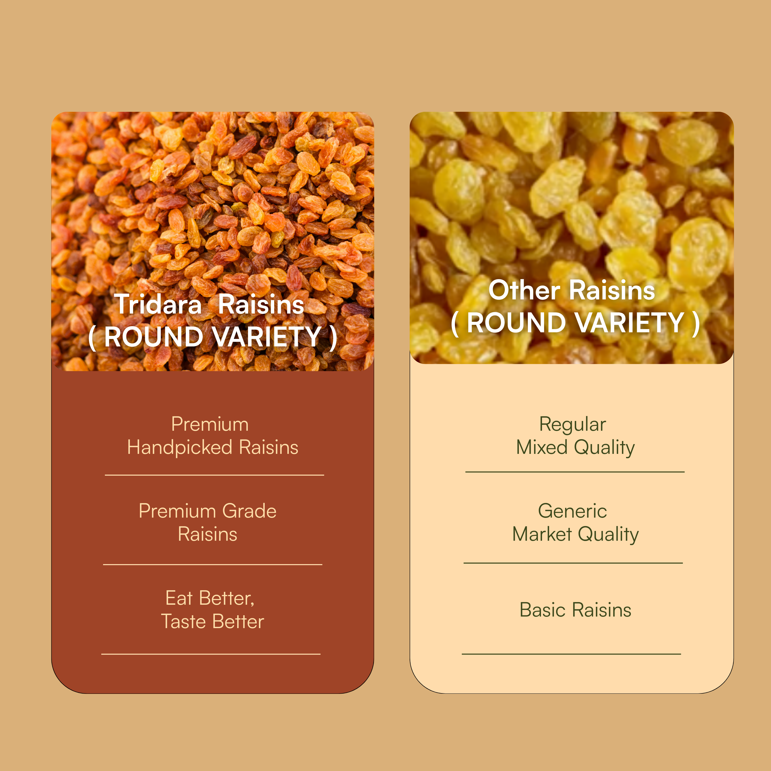 Tridara Premium Round Raisins | Naturally Sweet Kishmish
