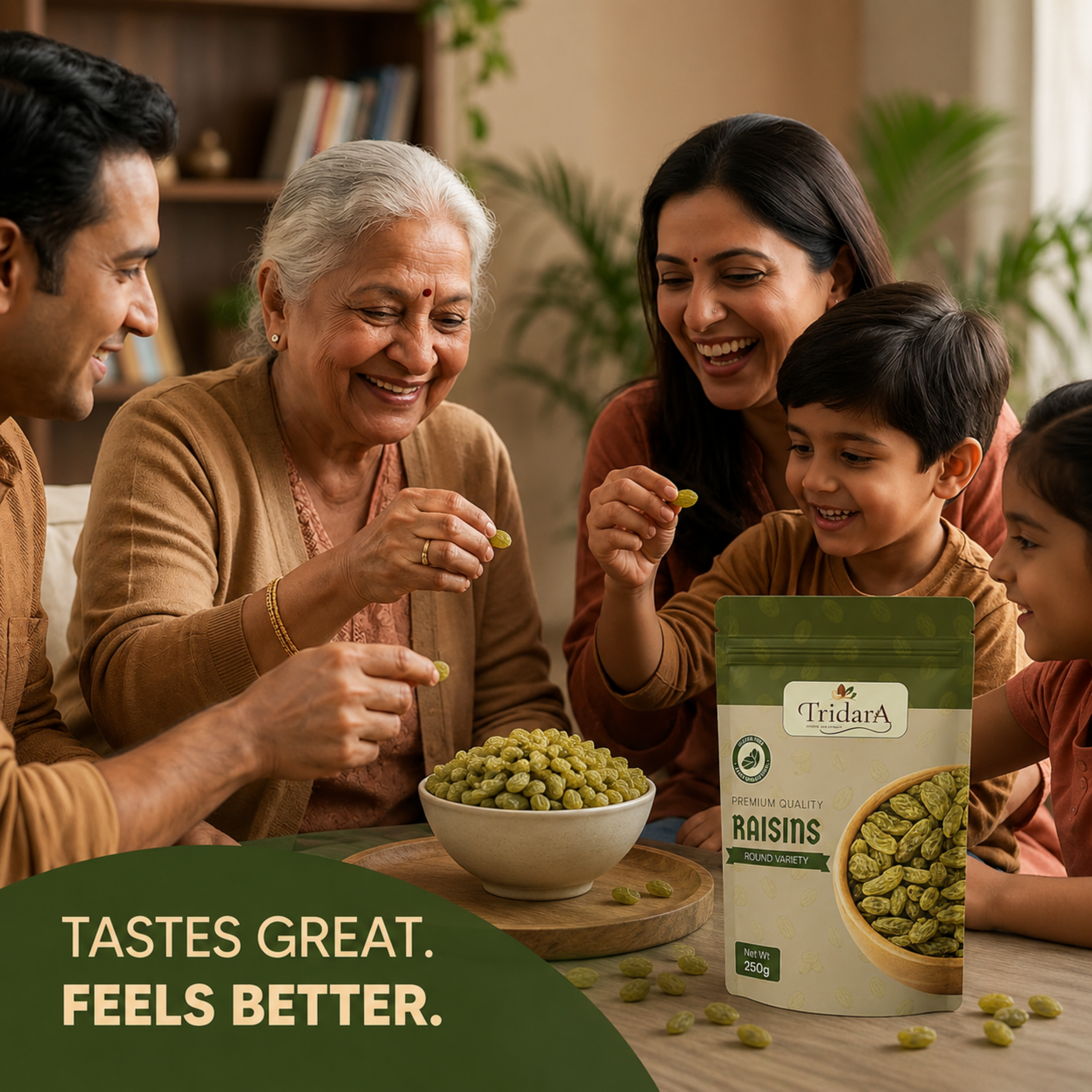 Tridara Premium Round Raisins | Naturally Sweet Kishmish