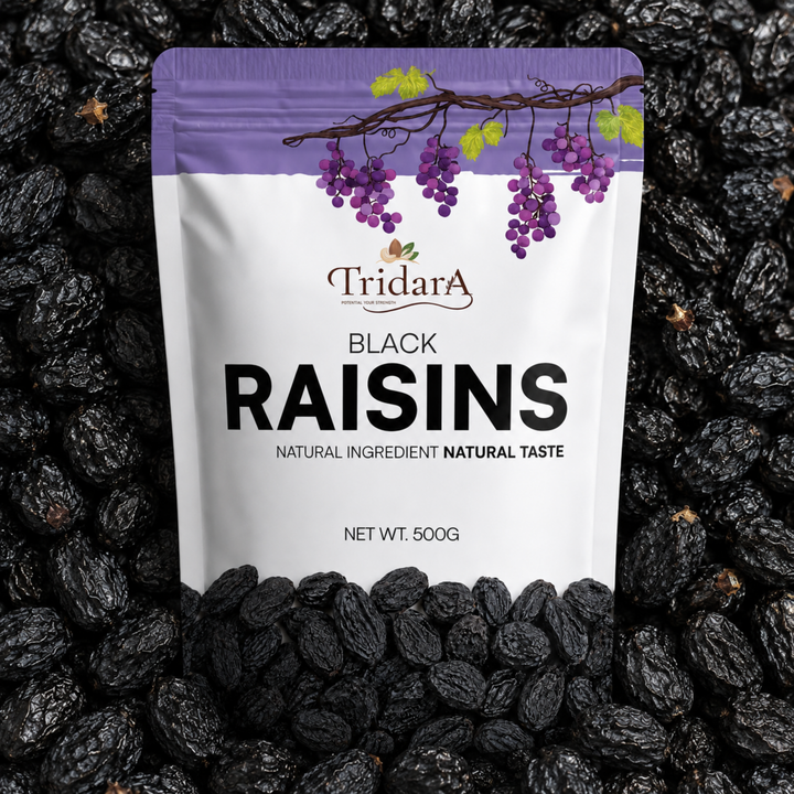 Tridara Premium Black Long Raisins | Naturally Sweet Black Kishmish