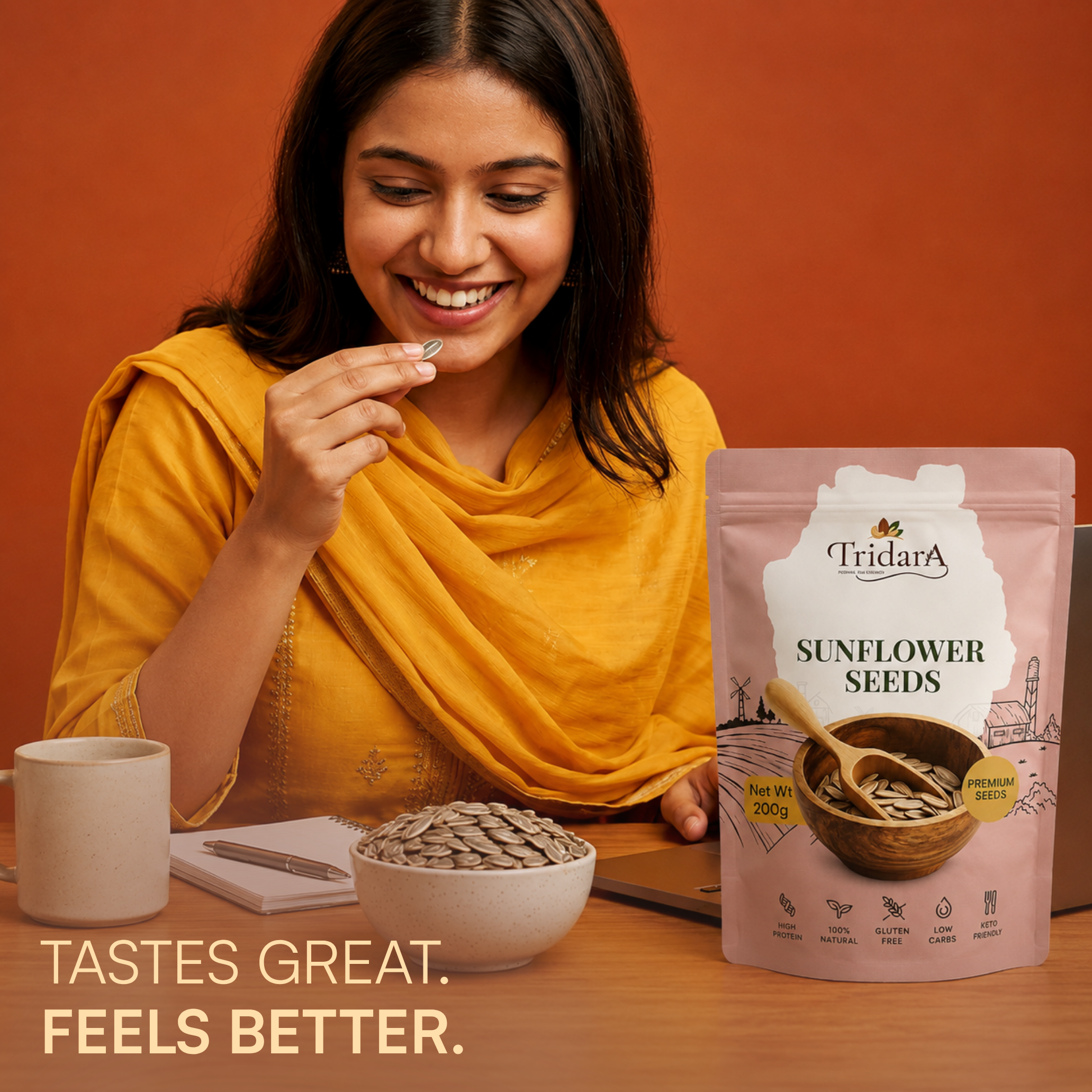 Tridara Premium Hulled Sunflower Seeds | Natural Sunflower Kernels