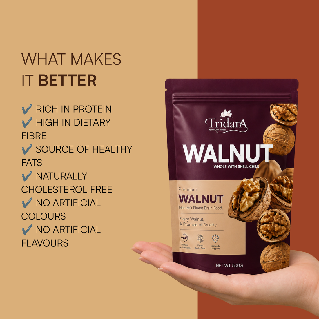 Tridara Premium Whole Walnuts | Premium In-Shell Akhrot