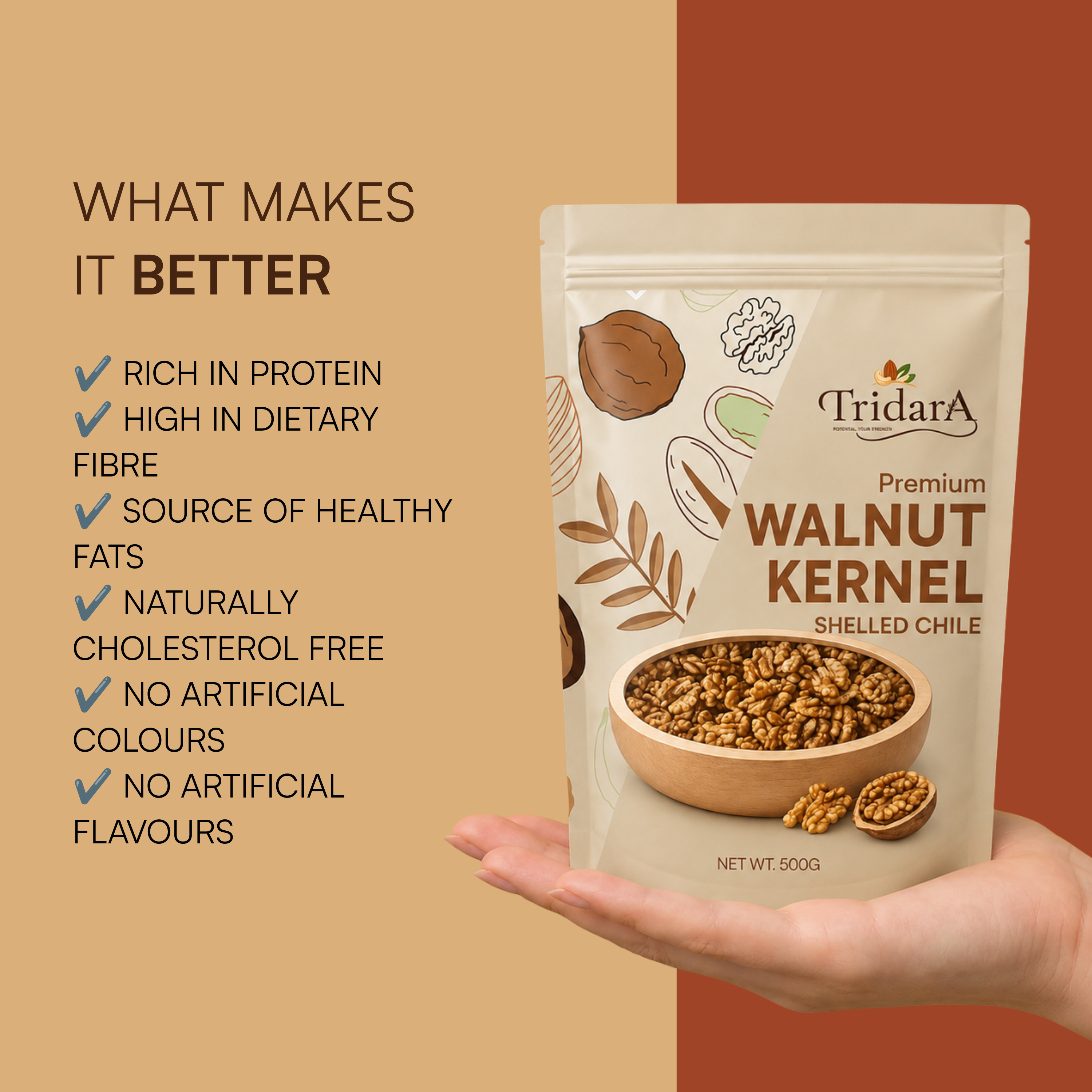Tridara Premium Walnut Kernels | Premium Shelled Akhrot Giri