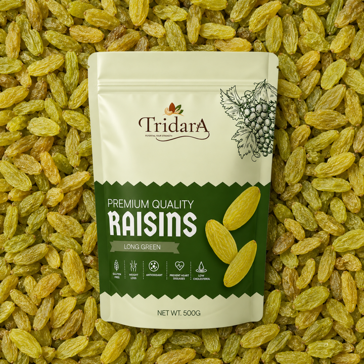 Tridara Premium Long Green Raisins | Naturally Sweet Green Kishmish