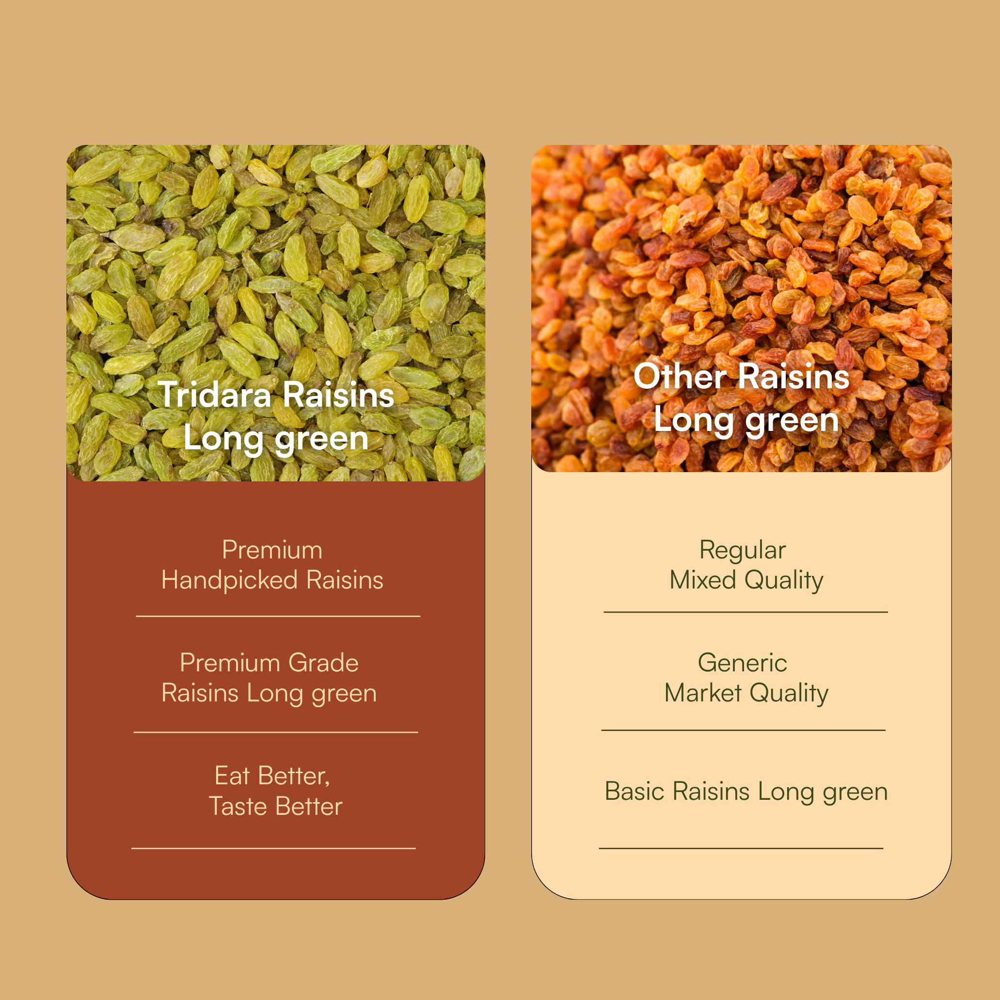 Tridara Premium Long Green Raisins | Naturally Sweet Green Kishmish