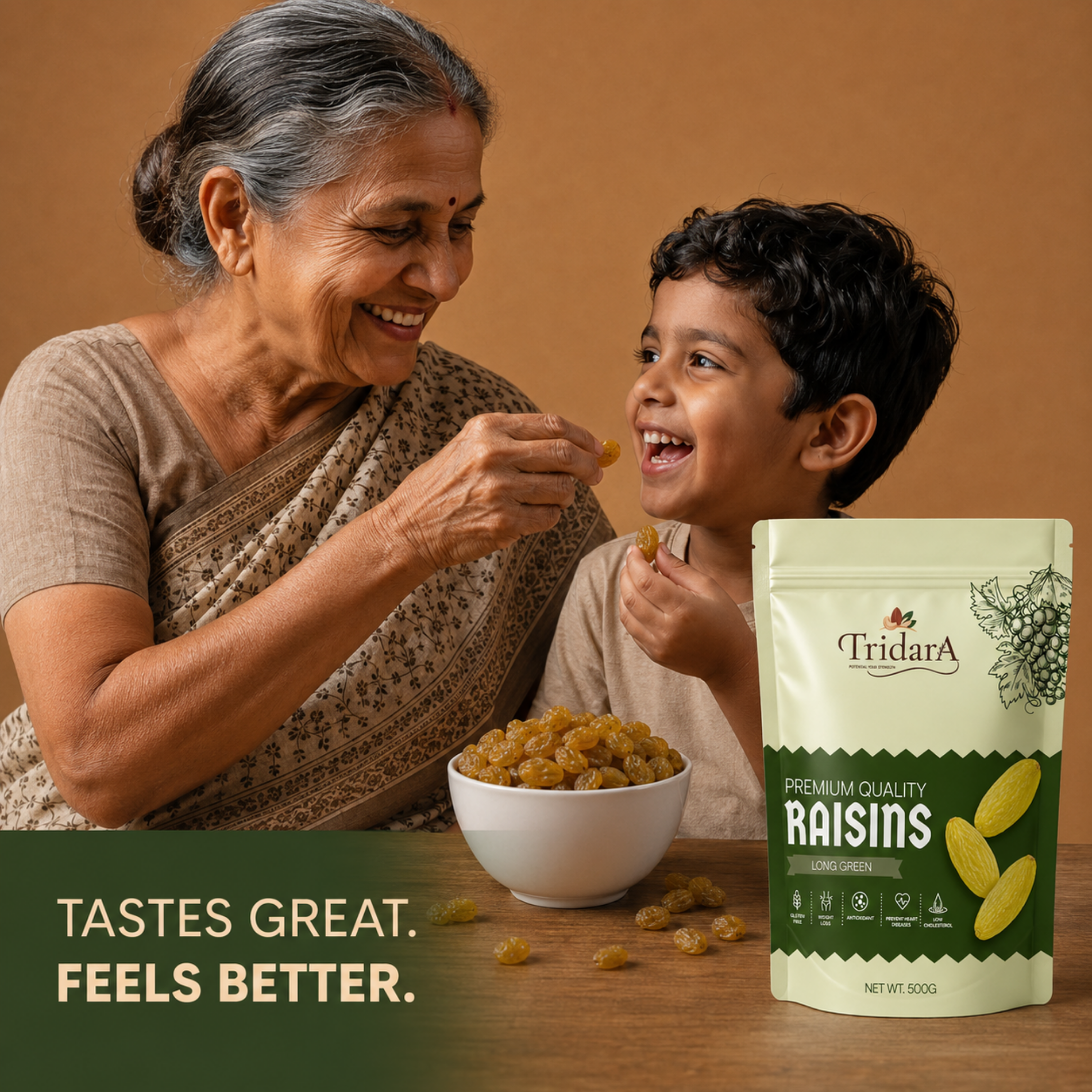 Tridara Premium Long Green Raisins | Naturally Sweet Green Kishmish