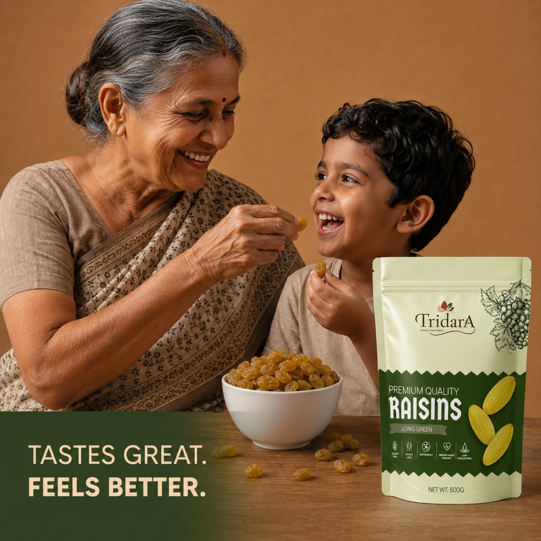Tridara Premium Long Green Raisins | Naturally Sweet Green Kishmish
