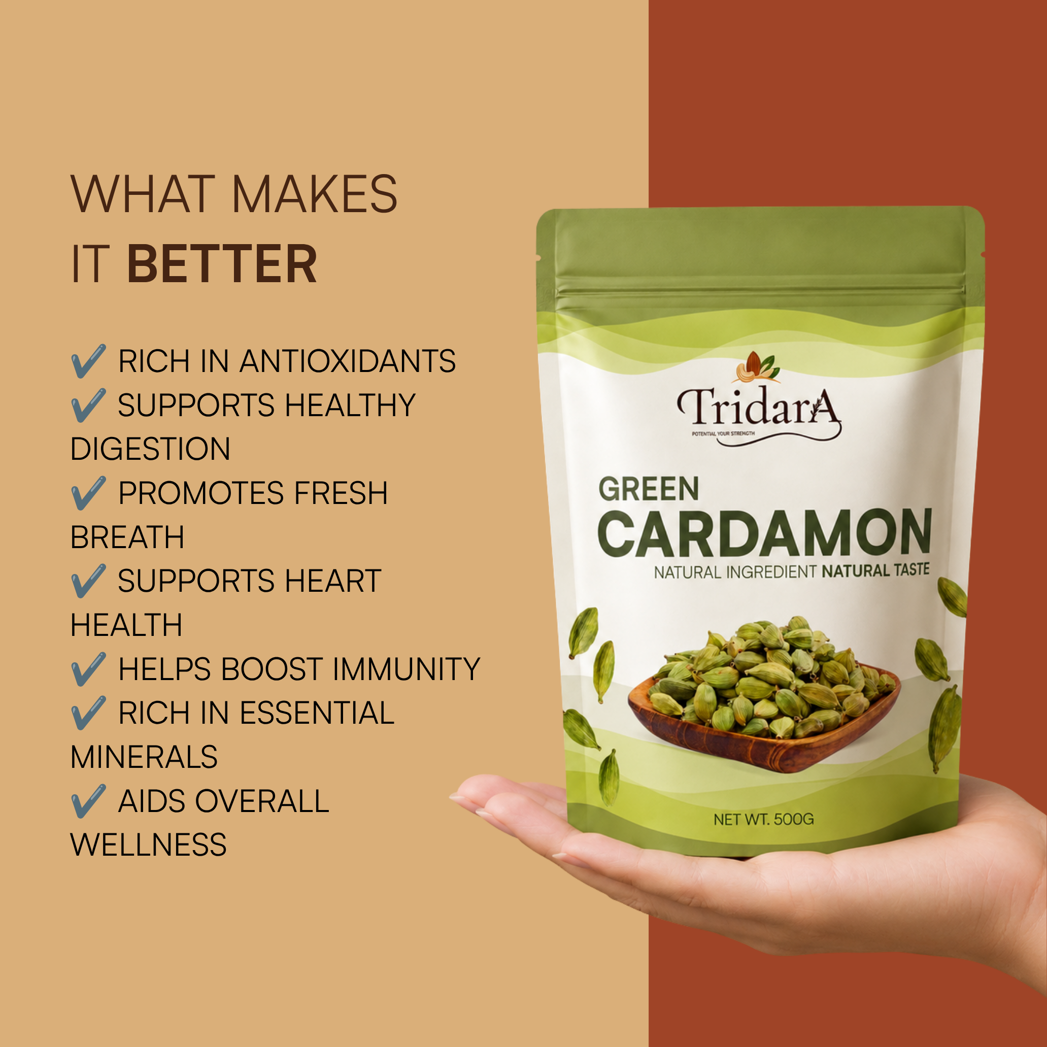 Tridara Premium Green Cardamom 7mm | Premium Hari Elaichi