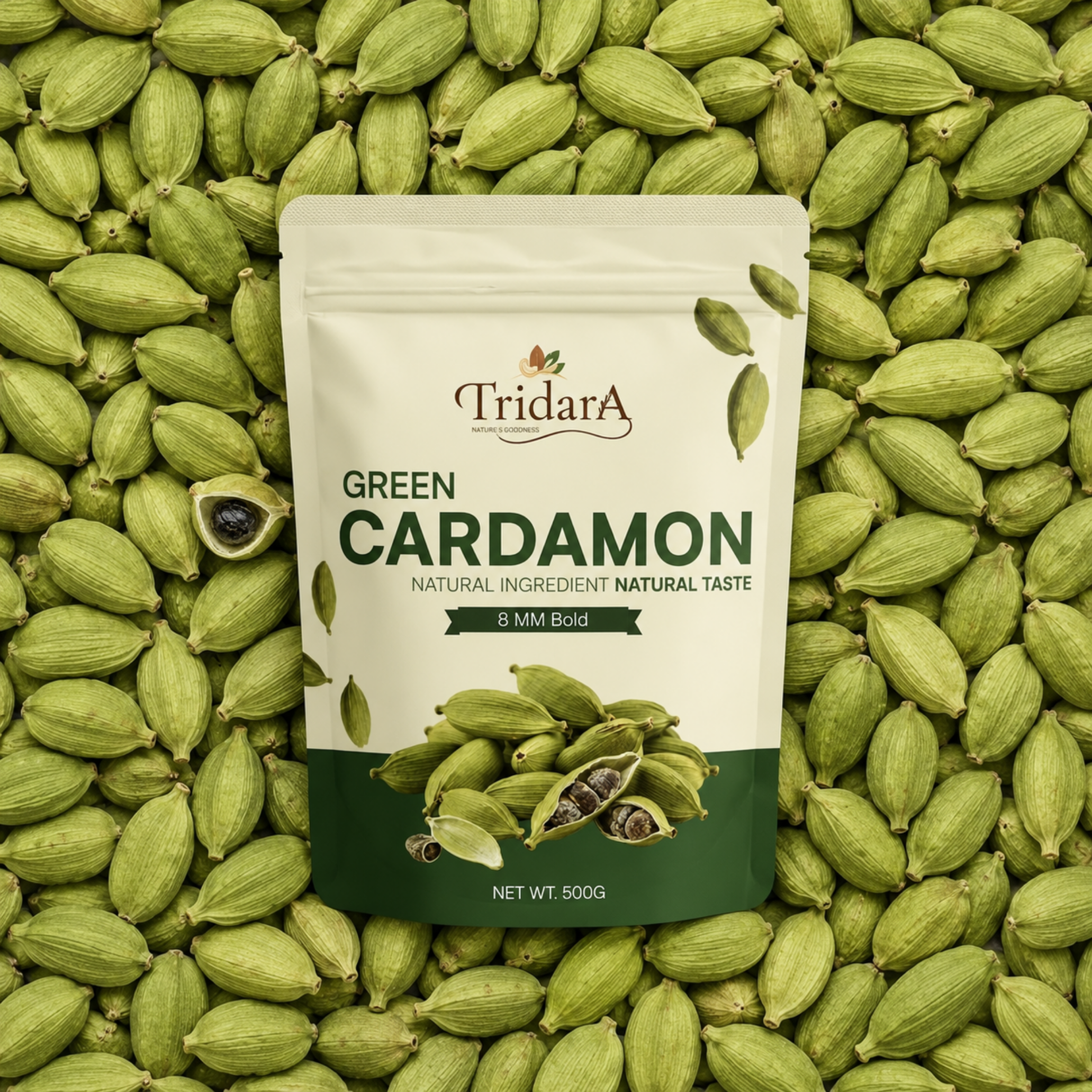Tridara Premium Green Cardamom 8mm Bold | Bold Hari Elaichi