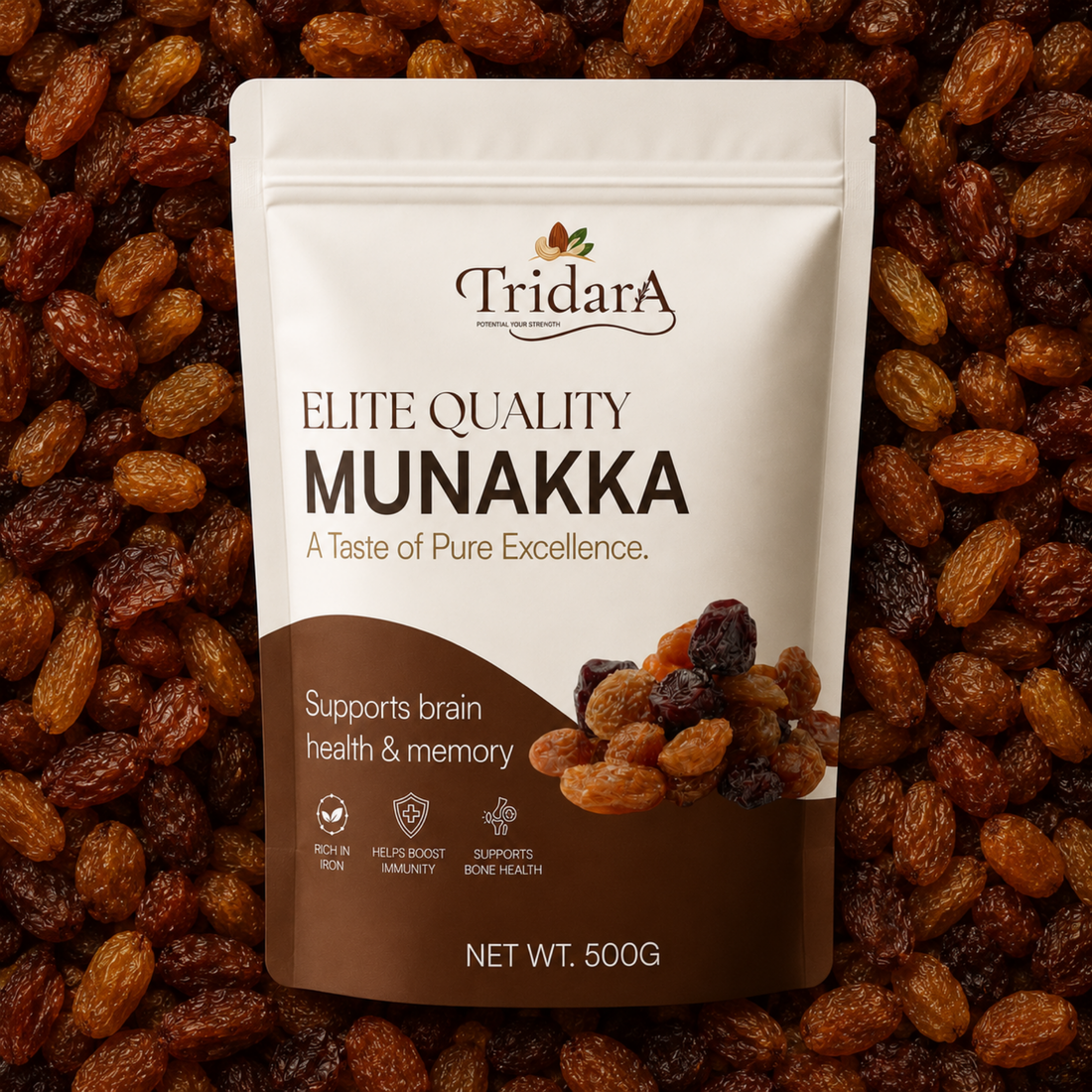 Tridara Premium Munakka | Large Premium Black Raisins