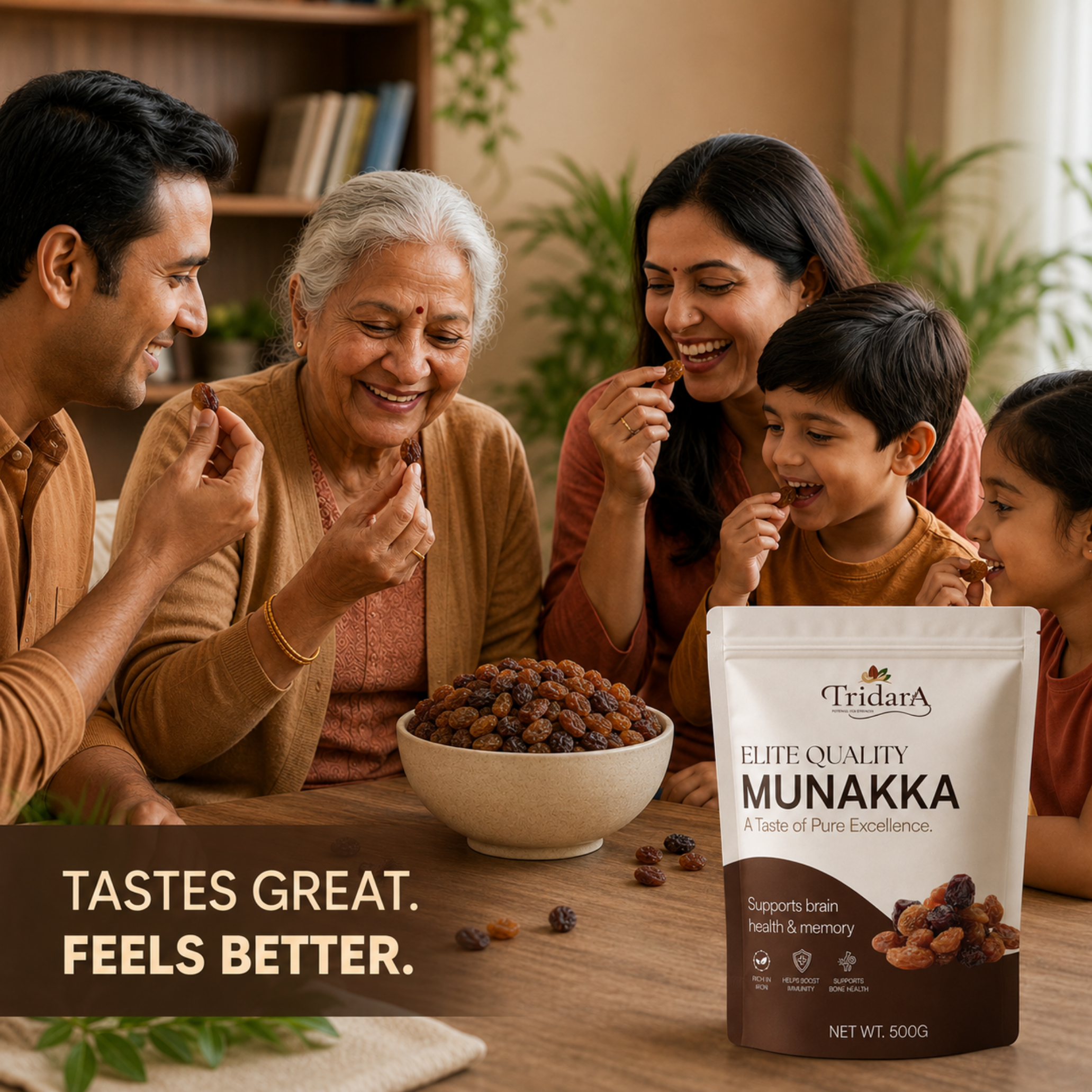 Tridara Premium Munakka | Large Premium Black Raisins