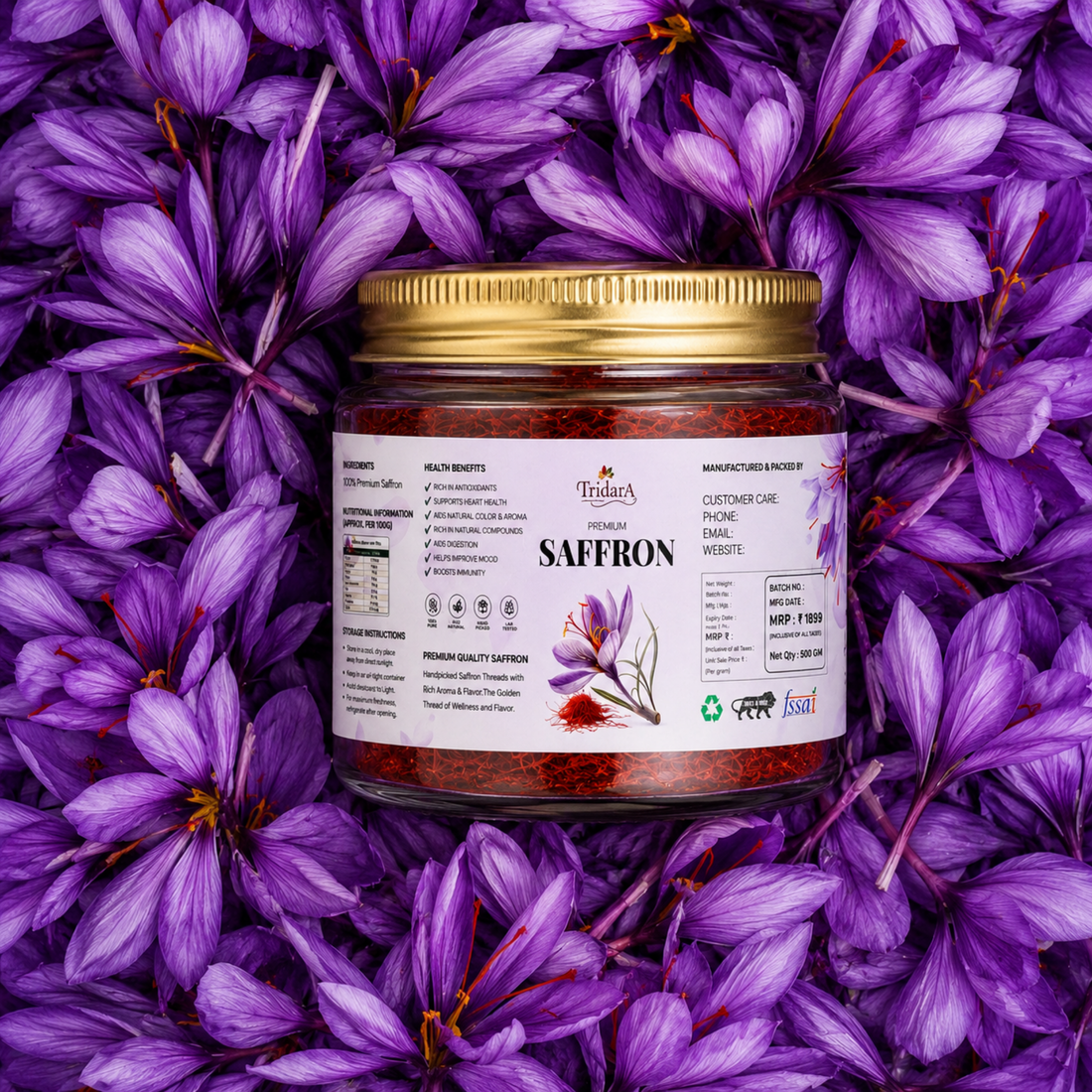 Tridara Premium Pure Saffron | 100% Pure Kashmiri Kesar