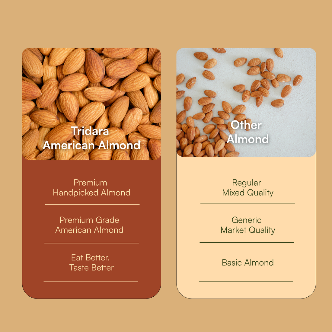Tridara Premium American Almonds | California Natural Badam