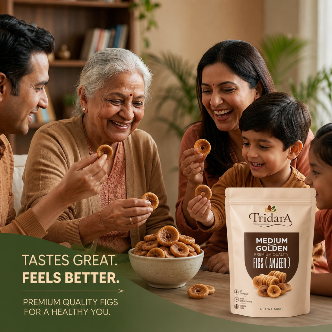 Tridara Premium Medium Golden Figs | Naturally Sweet Premium Anjeer