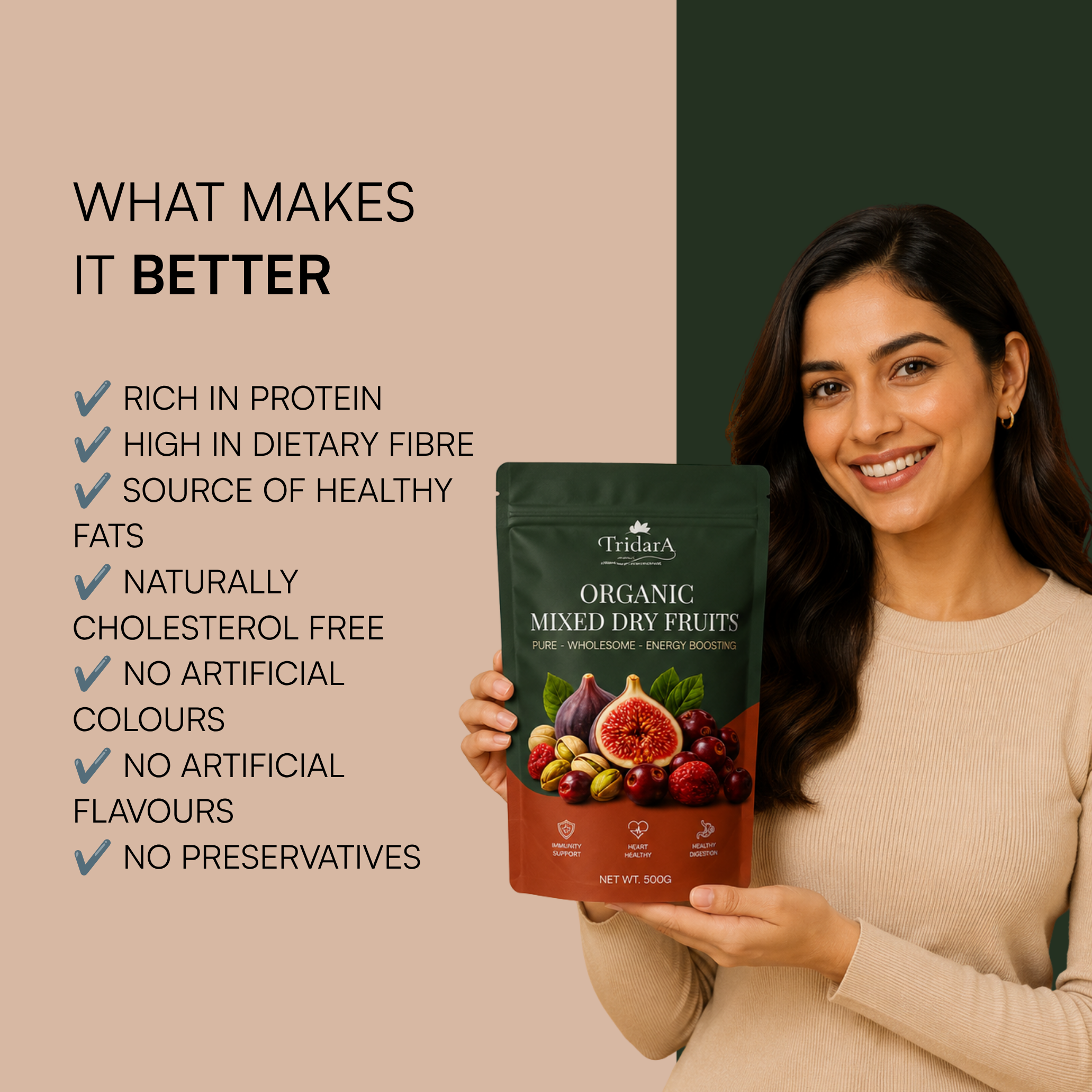 Tridara Premium Morning Breakfast Mix | Healthy Dry Fruits & Seeds Mix