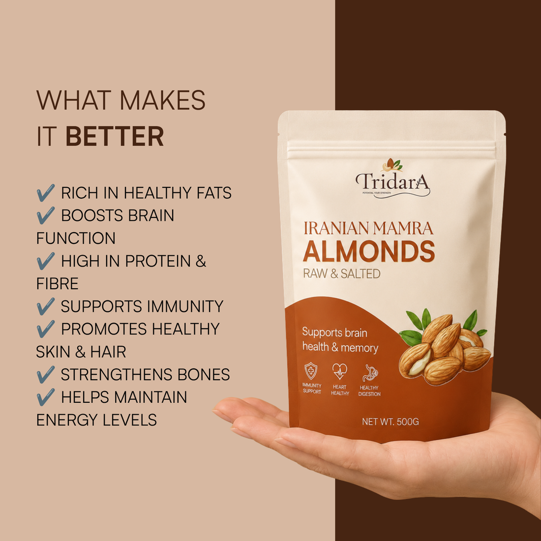 Tridara Premium Iranian Mamra Almonds | Authentic Iranian Mamra Badam