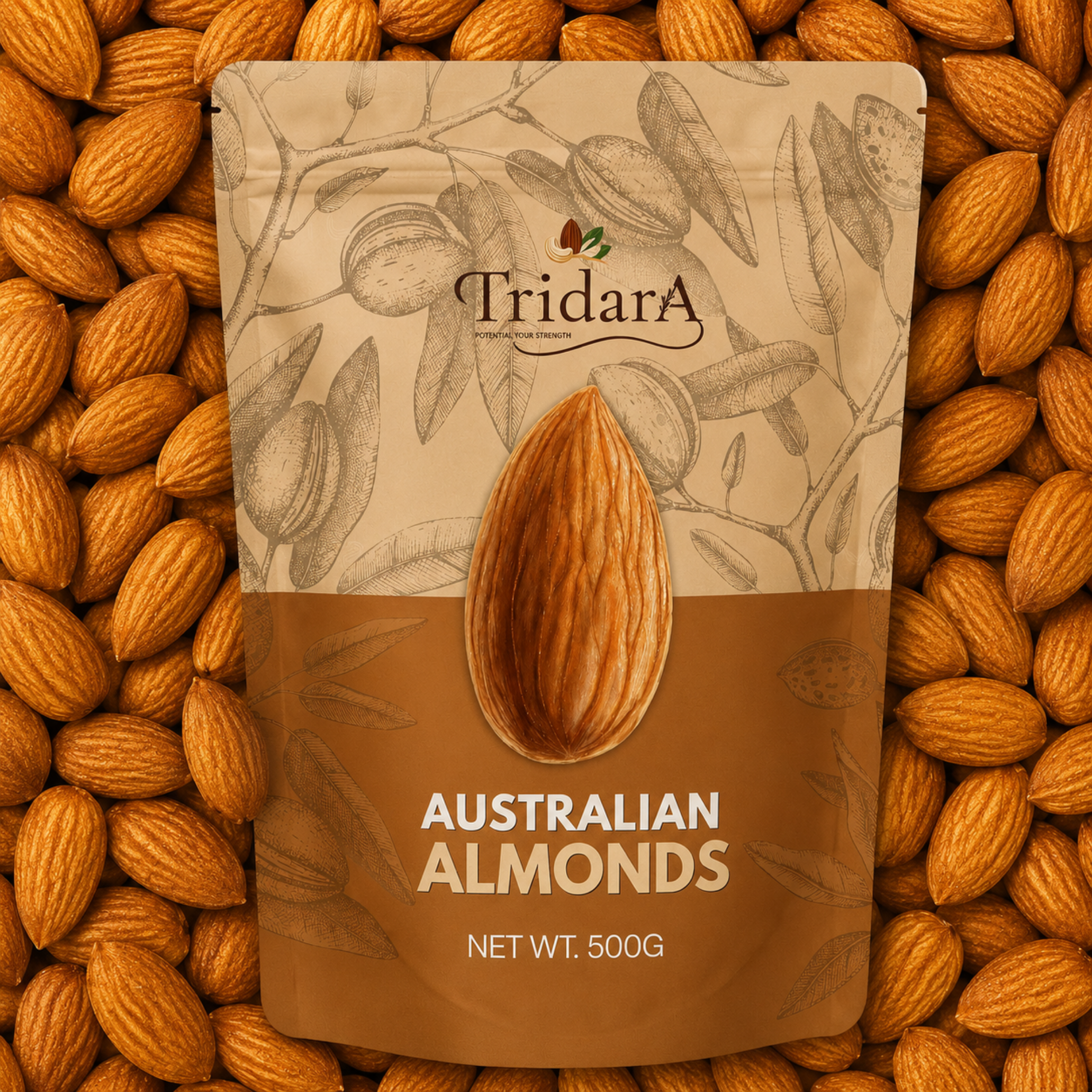 Tridara Premium Australian Bold Almonds | Large Crunchy Badam