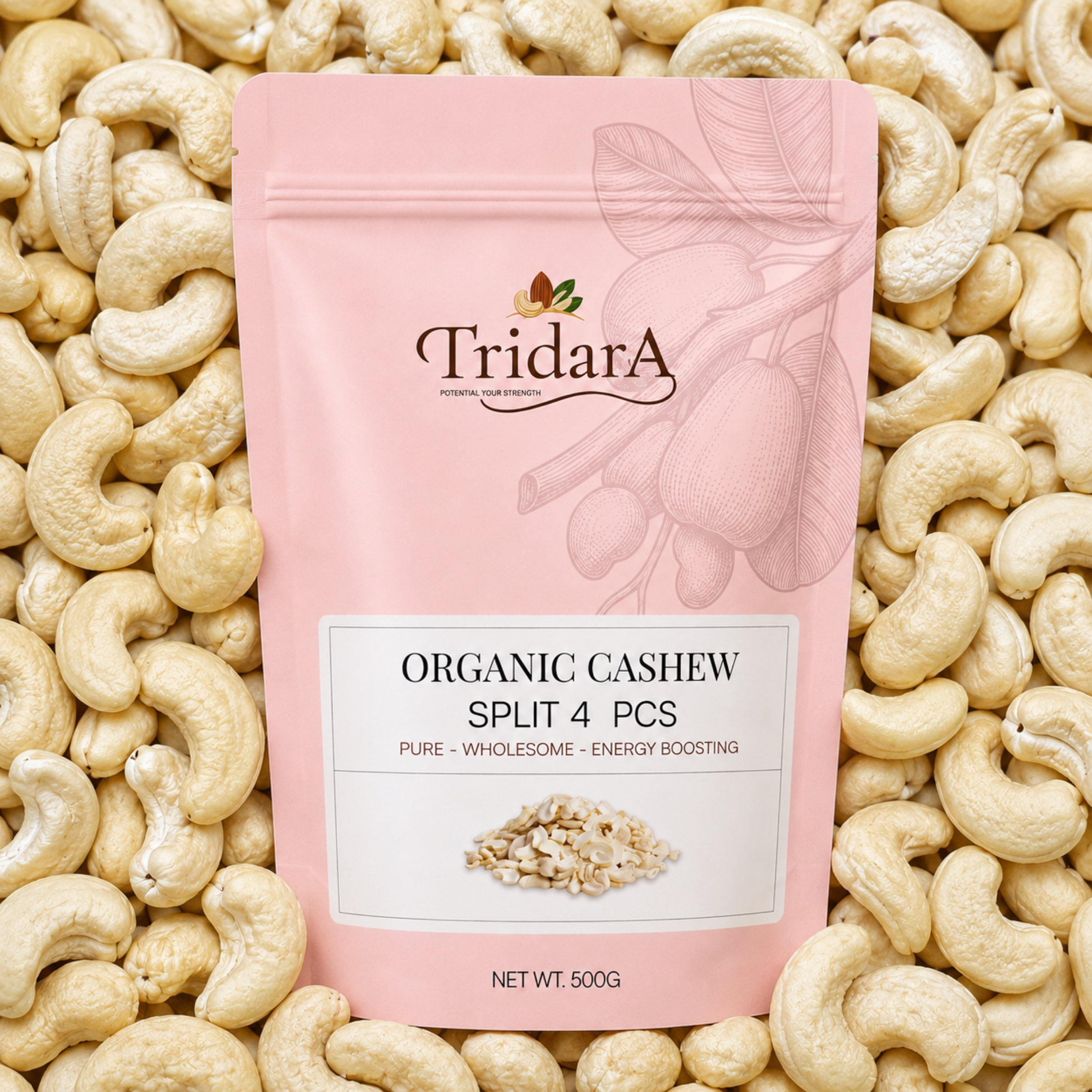 Tridara Premium Kaju Split (4 Pcs) | Fresh Cashew Pieces