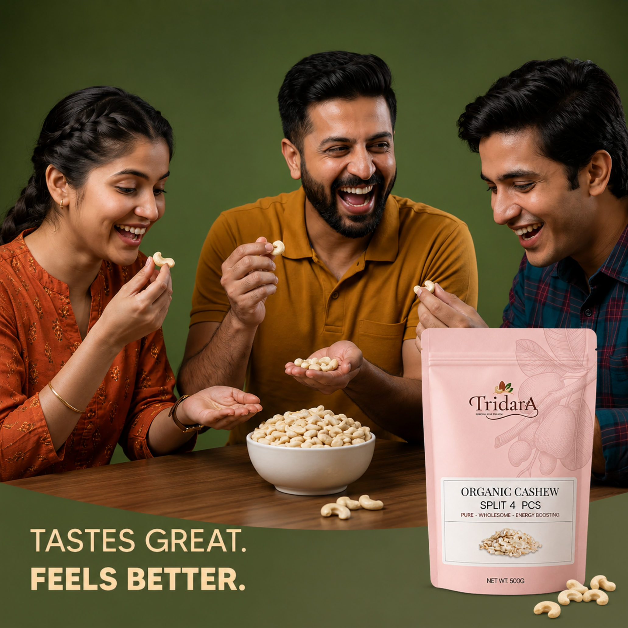 Tridara Premium Kaju Split (4 Pcs) | Fresh Cashew Pieces
