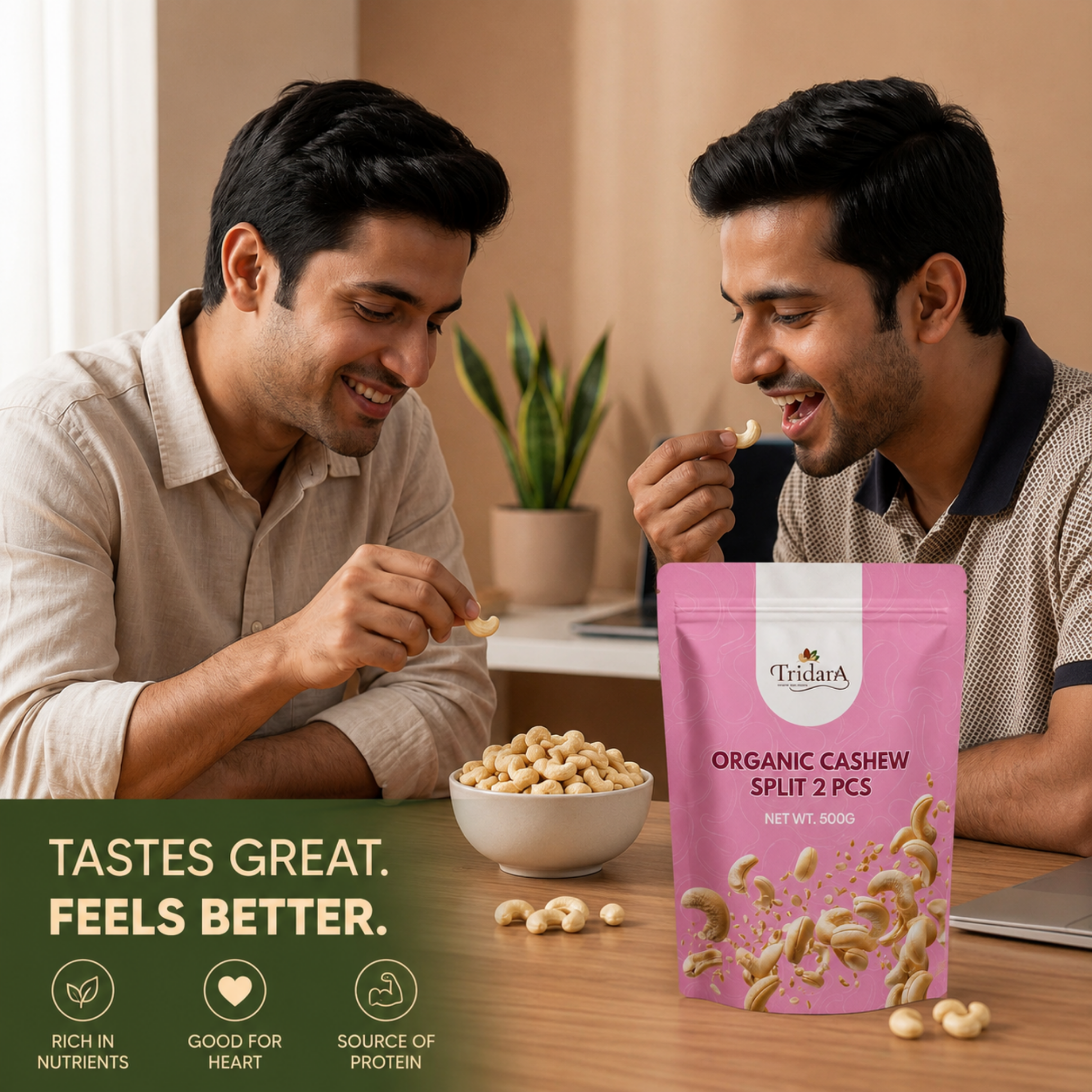 Tridara Premium Kaju Split (2 Pcs) | Fresh Cashew Pieces