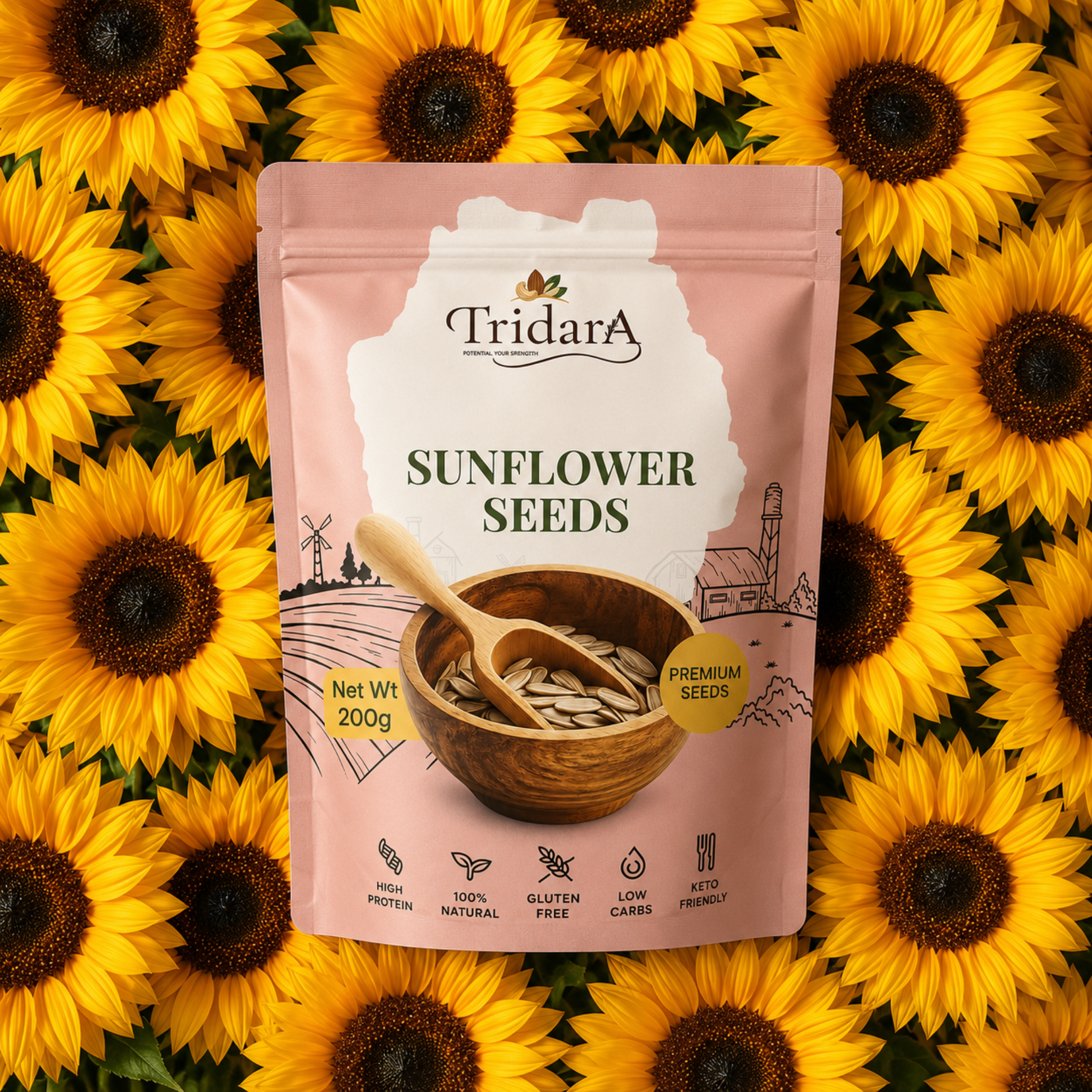 Tridara Premium Hulled Sunflower Seeds | Natural Sunflower Kernels