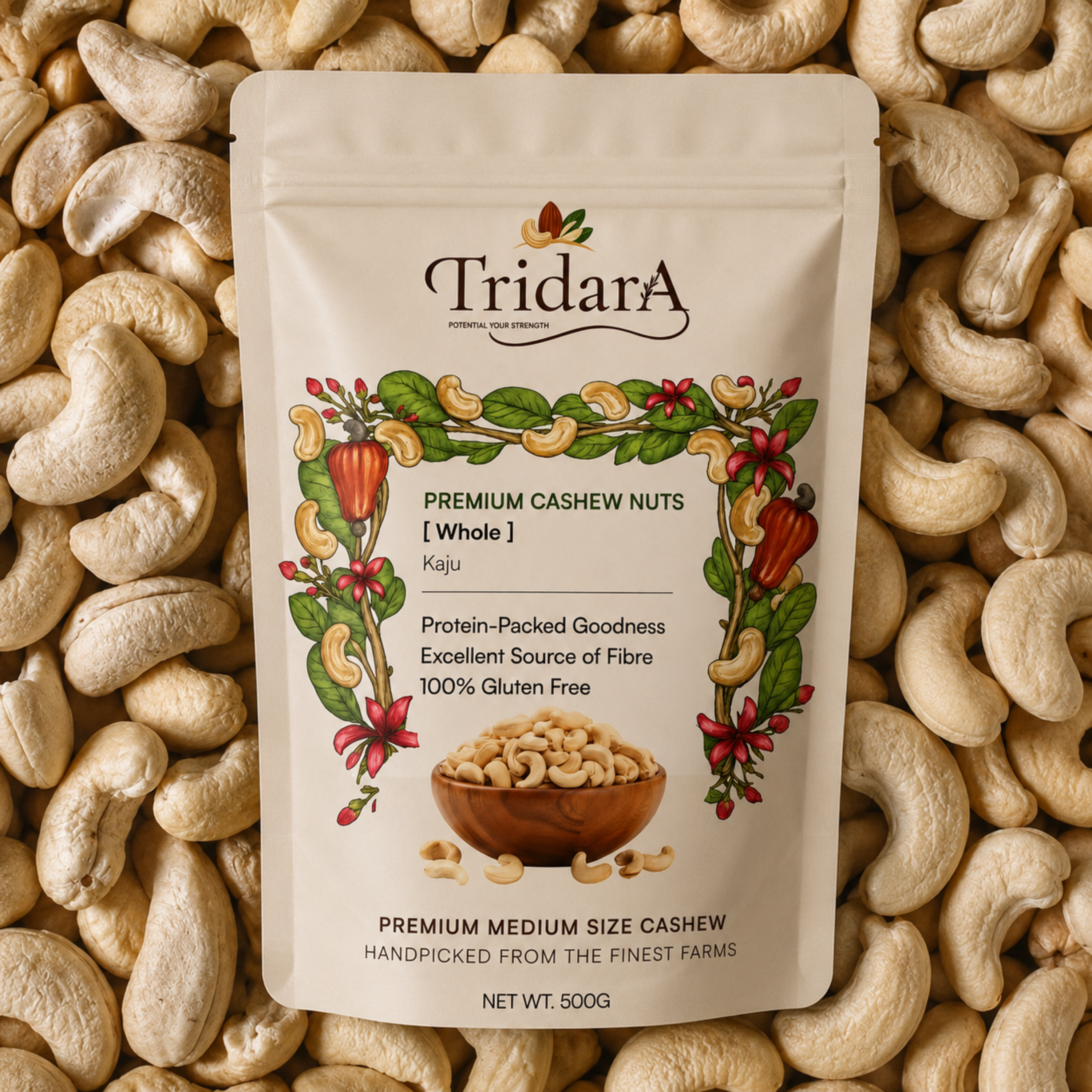 Tridara Premium Cashew W240 | Large Whole Cashew Kernels